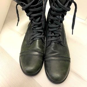 Steve Madden Troopa Leather black combat bootie